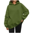 thumbnail image 1 of Kmdttou Women's Oversized Hoodies Fleece Sweatshirts Long Sleeve Solid Color Long Sleeved Pocket Loose Hooded Top Sweatshirt on Clearance!, 1 of 6