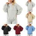 thumbnail image 1 of Kmdttou Women's Oversized Sweatshirts Hoodies Crewneck Shirts Casual Loose Lantern Sleeve Solid Color Thin Hoodie Sweatshirts Fashion Tops on Clearance!, 1 of 9