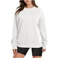 thumbnail image 1 of Kmdttou Women's Plus-Size Top Oversized Sweatshirt Crewneck Casual V Neck Long Sleeve Shirts Fleece Pullover Tops Fall Teens Preppy Clothes on Clearance!, 1 of 8
