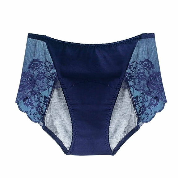 Kmdttou Women's Plus Size Underwear Sexy Lace High Cut Panties Comfort Bikini Panty Stretch Underpants Breathable Ladies Briefs (Regular & Plus Size) Dark Blue-L