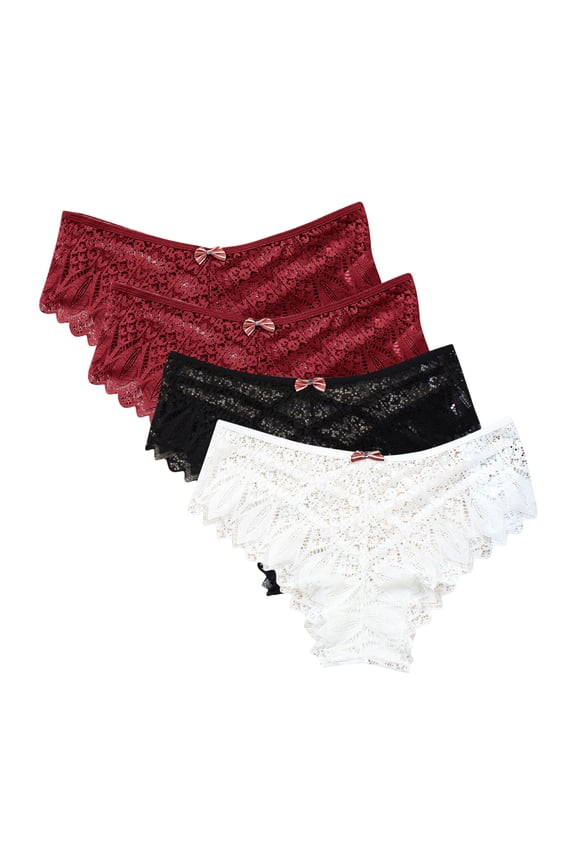 Women's Plus Size Underwear Sexy Lace High Cut Panties Comfort Bikini Panty Stretch Underpants Breathable Ladies Briefs (Regular & Plus Size) White-3XL