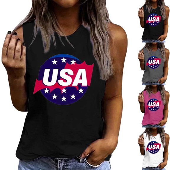 Kmdttou Women's Pure Cotton Custom POD T-Shirts Women Blouses Summer Casual Round Neck Loose Sleeveless T-Shirt Gift for Women