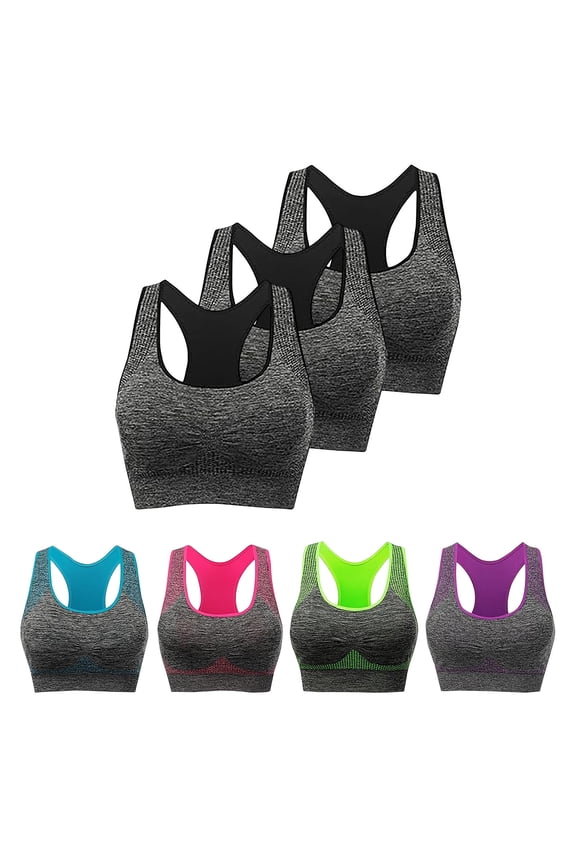 Women's Racerback Sports Fitness Support Fitness Running Shockproof Yoga Tank Top No Steel Ring Sports Bra