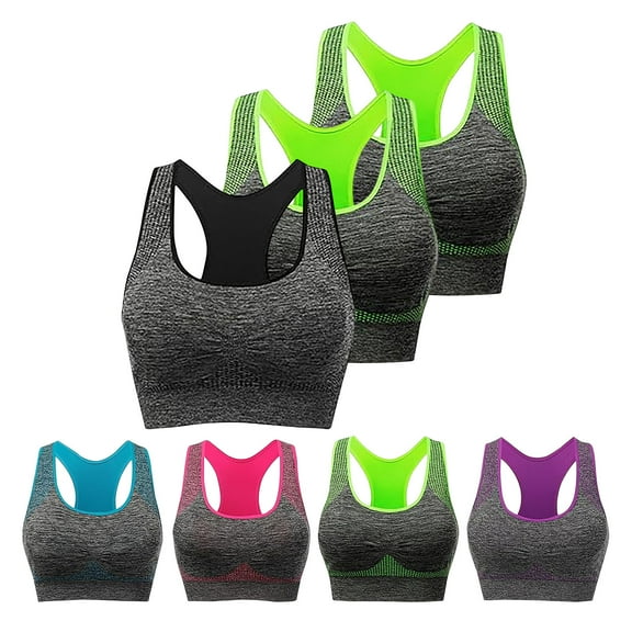 Kmdttou Women's Racerback Sports Fitness Support Fitness Running Shockproof Yoga Tank Top No Steel Ring Sports Bra