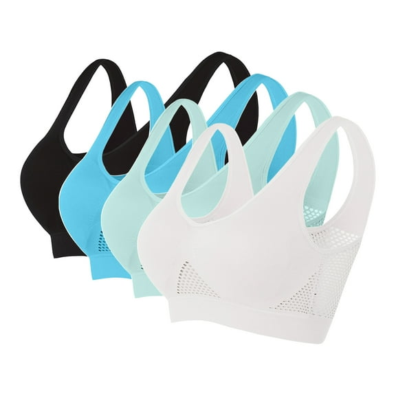 Kmdttou Women's Racerback Sports Fitness Support Seamless Sports Bra Wirefree Yoga Bra With Removable Pads