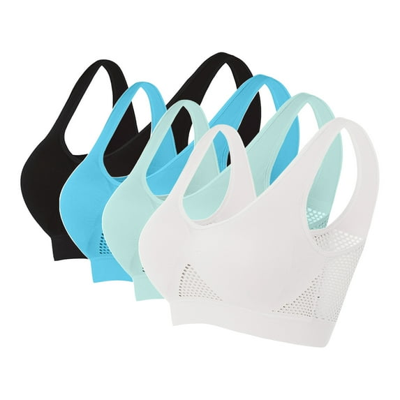 Kmdttou Women's Racerback Sports Fitness Support Seamless Sports Bra Wirefree Yoga Bra With Removable Pads