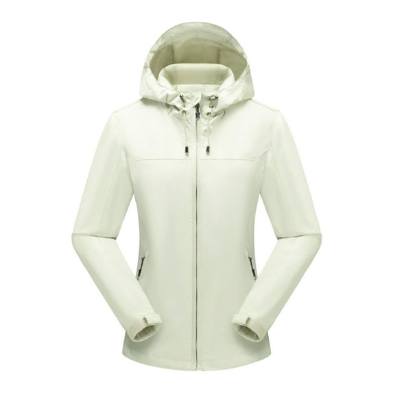 Kmdttou Women's Rain Jacket Waterproof with Hooded Hiking Coat Lightweight Mountains Sport Jacket for Women Hooded Windbreaker Raincoat Beige XL
