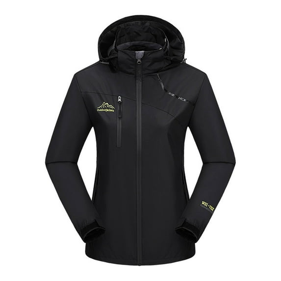 Kmdttou Women's Rain Jacket Waterproof with Hooded Hiking Coat Lightweight Raincoat Hooded Hiking Jacket Softshell Windbreaker Black 3XL