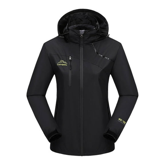 Kmdttou Women's Rain Jacket Waterproof with Hooded Hiking Coat Lightweight Raincoat Hooded Hiking Jacket Softshell Windbreaker Black 3XL