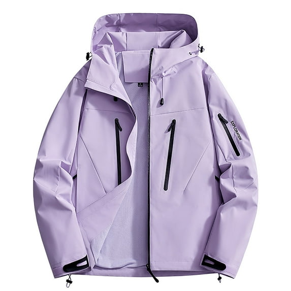 Kmdttou Women's Rain Jacket Waterproof with Hooded Hiking Coat with Hood Packable Outdoor Hooded Windbreaker Insulated Mountain jackets Multicolor L