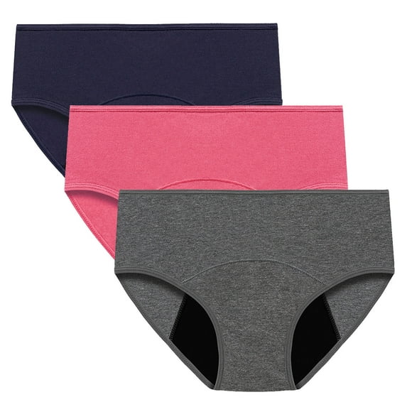 Kmdttou Women's Seamless Underwear 3PC Menstrual Leak Proof Menstrual Panties Cotton Physiological Underpants (Regular & Plus Size)