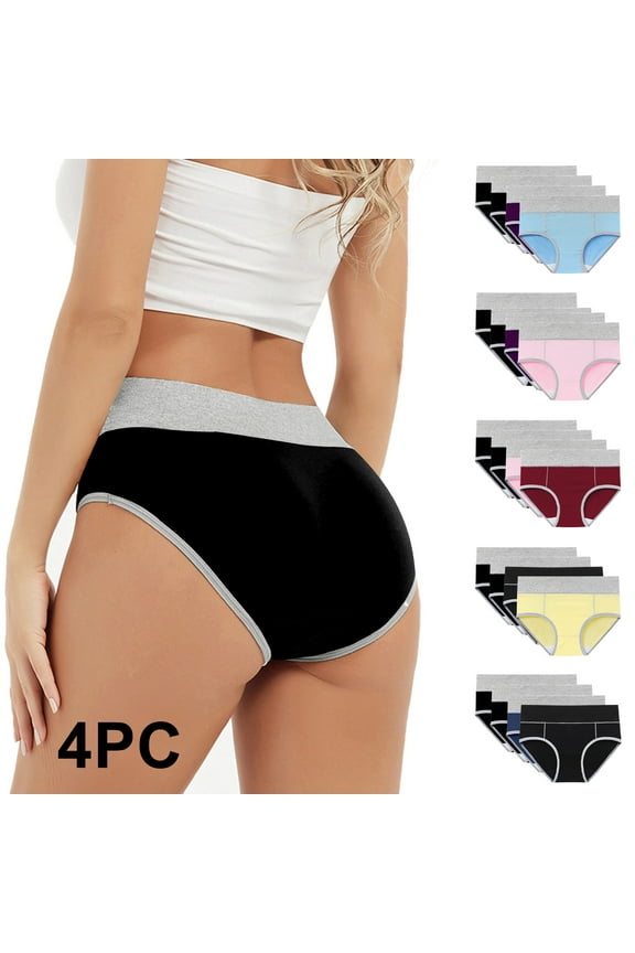 Women's Seamless Underwear 4PC Comfortable High Waisted Panties Physiological Underpants (Available in Plus Size)