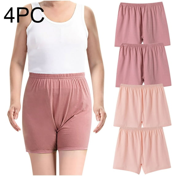 Kmdttou Women's Seamless Underwear 4PC Ladies Comfortable Solid Color Large Size Abdominal Panties Hight Waiste Four Cornered Underpants (Regular & Plus Size)