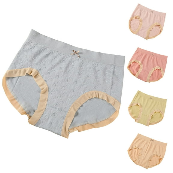 Kmdttou Women's Seamless Underwear Sexy Lace High Cut Panties Comfort Bikini Panty Stretch Underpants Breathable Ladies Briefs (Available in Plus Size) Blue-M