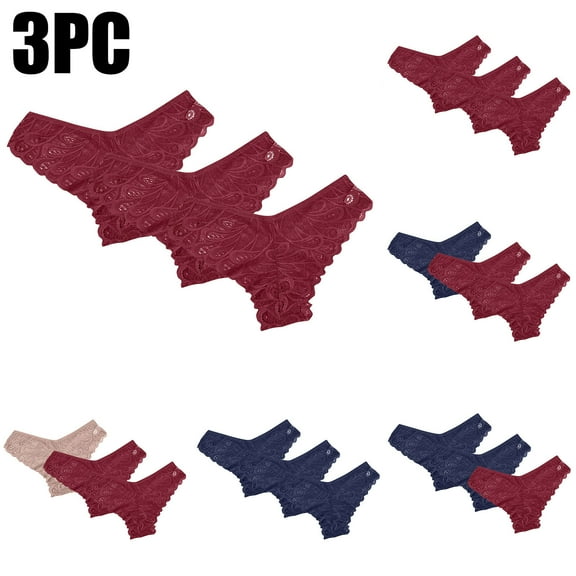 Kmdttou Women's Seamless Underwear Sexy Lace High Cut Panties Comfort Bikini Panty Stretch Underpants Breathable Ladies Briefs (Available in Plus Size) Wine-S