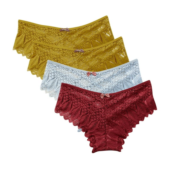 Kmdttou Women's Seamless Underwear Sexy Lace High Cut Panties Comfort Bikini Panty Stretch Underpants Breathable Ladies Briefs (Regular & Plus Size) Wine-L