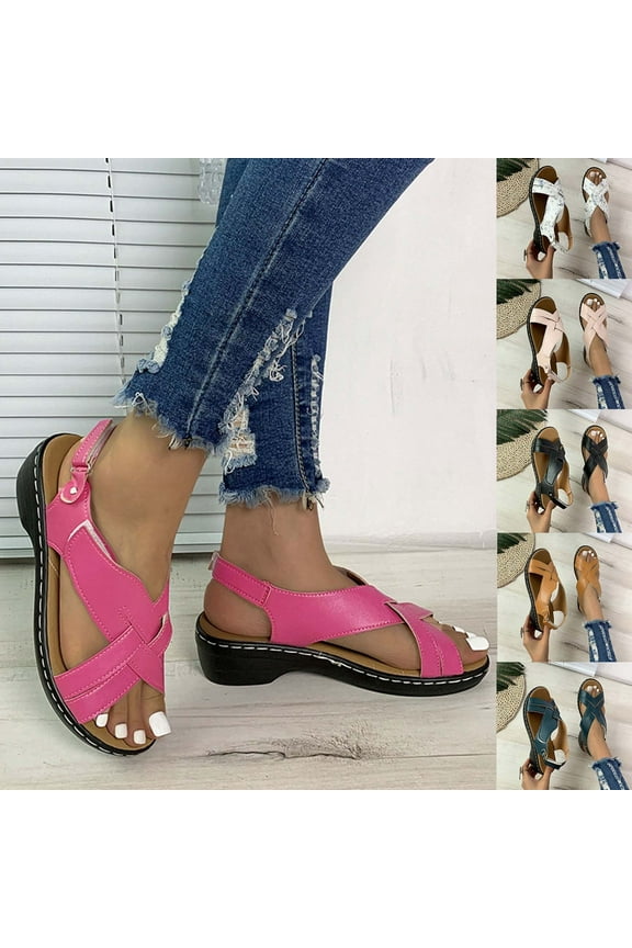 Women's Shoes Orthopedic Sandals Heightening Shoes Hollowed Out Flat Heels Peep-toe Casual Shoes With Comfortable Plantar Fasciitis Arch Support(Size:35-43)