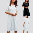 thumbnail image 1 of Kmdttou Women's Short Sleeve Loose Plain Dresses Fashion Women Summer High Waist Casual Solid Round-Neck Short Sleeve Mini Dress, 1 of 8