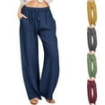 thumbnail image 1 of Kmdttou Women's Solid Color Fashionable And Comfortable Drawstring Loose Casual Wide Leg Long Pants on Clearance!, 1 of 7
