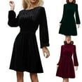 thumbnail image 1 of Kmdttou Women's Summer Casual Solid Color Slim Temperament Round Neck Long Sleeve Dress,Chic Day Dresses for Ladies Summer Wear, 1 of 5