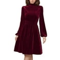 thumbnail image 1 of Kmdttou Women's Summer Casual Solid Color Slim Temperament Round Neck Long Sleeve Dress,Chic Day Dresses for Ladies Summer Wear, 1 of 6