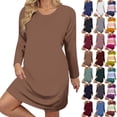thumbnail image 1 of Kmdttou Women's Summer Fashion Plus Size Fall And Winter Oversized Loose Round Neck Short Sleeved Tie Printed Dress,Fashionable Casual Dresses for Women 2025, 1 of 8