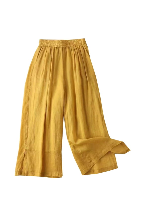 Women's Summer Fashion Solid Color Loose Casual High Waist Sagging Wide Leg Pants
