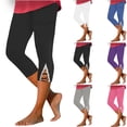thumbnail image 1 of Kmdttou Women's Summer High Waisted Solid Color Capris Matching Slim Fitting Yoga Gym Pants, 1 of 6