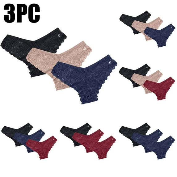 Kmdttou Women's Underwear Cotton Sexy Lace High Cut Panties Comfort Bikini Panty Stretch Underpants Breathable Ladies Briefs (Available in Plus Size) Black-L