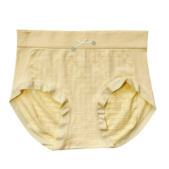 Kmdttou Women's Underwear Cotton Sexy Lace High Cut Panties Comfort Bikini Panty Stretch Underpants Breathable Ladies Briefs (Available in Plus Size) Yellow-Free Size