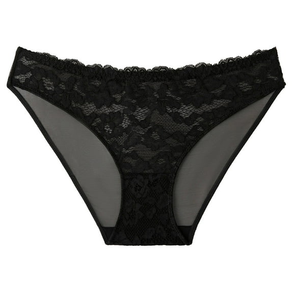 Kmdttou Women's Underwear Cotton Sexy Lace High Cut Panties Comfort Bikini Panty Stretch Underpants Breathable Ladies Briefs (Regular & Plus Size) Black-S