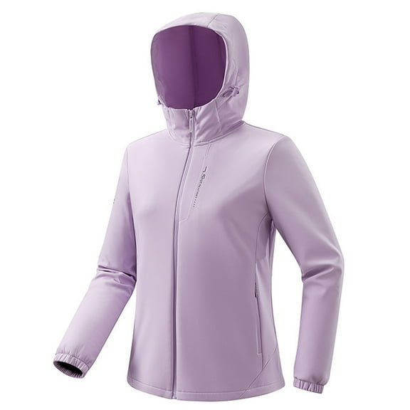 Kmdttou Women's Waterproof Rain Jacket Lightweight Windproof Full Zip Women's Packable Fall Raincoat Windbreaker with Hood Purple M