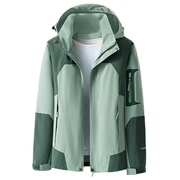 Kmdttou Women's Waterproof Rain Jacket with Hood Packable Outdoor Hooded Windbreaker Insulated Mountain jackets Green 5XL