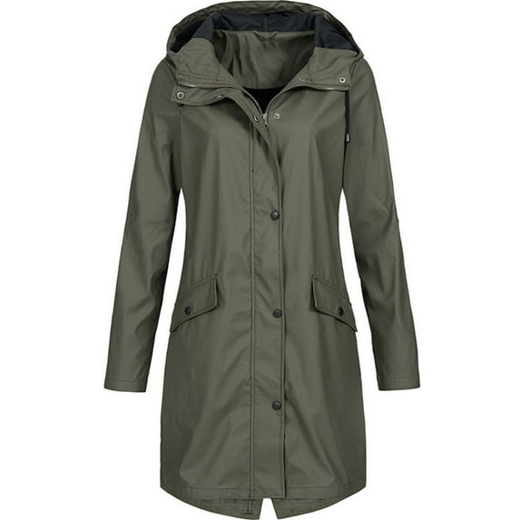 Kmdttou Women's Waterproof Rain Jacket with Hood Warm Winter Snow Coat Mountain Windbreaker Hooded Raincoat Jacket Army Green L