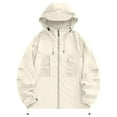 thumbnail image 1 of Kmdttou Women's Windproof Jacket Waterproof Lightweight Windproof Full Zip Women's Packable Fall Raincoat Windbreaker with Hood White S, 1 of 6