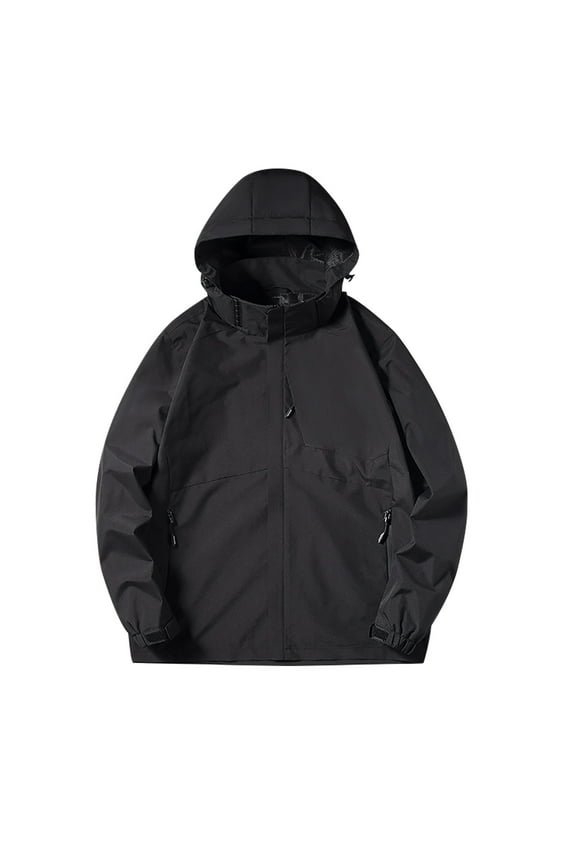 Women's Windproof Jacket Waterproof with Hood Packable Outdoor Hooded Windbreaker Insulated Mountain jackets Black M