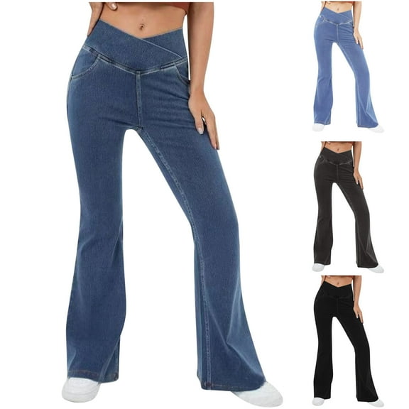 Kmdttou Women's Yoga Joggers for Fashion Casual Women Printed Gradient Span Ladies High Waist Wide Leg Trousers Yoga Pants Long Pants