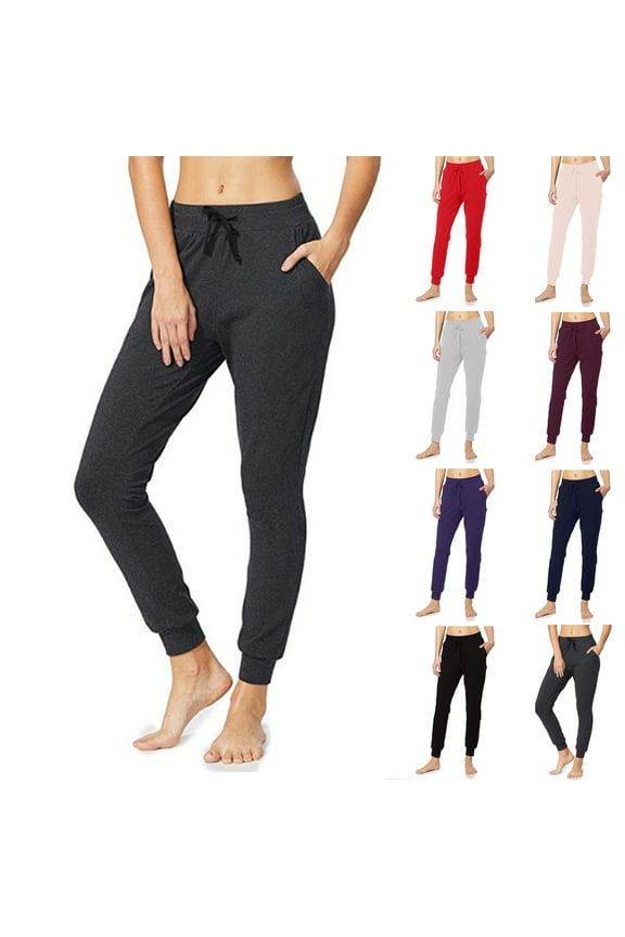 Women's Yoga Joggers for Women New Solid Color Drawstring With Pocket Elastic Leggings Jogging Sports Pants