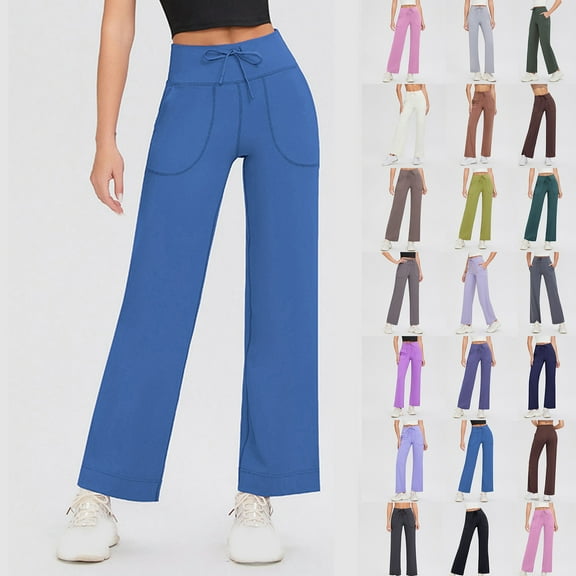 Kmdttou Women's Yoga Pants Leggings with Pockets for Women Long Solid Color Hip Lift Fitness High Waist Elastic Exercise Yoga Pants