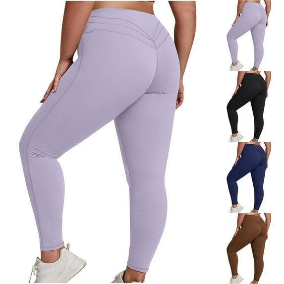 Kmdttou Women's Yoga Pants with Pockets for Women Long Solid Color Hip Lift Fitness High Waist Elastic Exercise Yoga Pants
