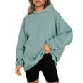 thumbnail image 1 of Kmdttou Women's Zip Up Hoodies Long Sleeve Casual Loose Solid Color Long Sleeved Round-neck Hooded Sweatshirt Tops on Clearance!, 1 of 6
