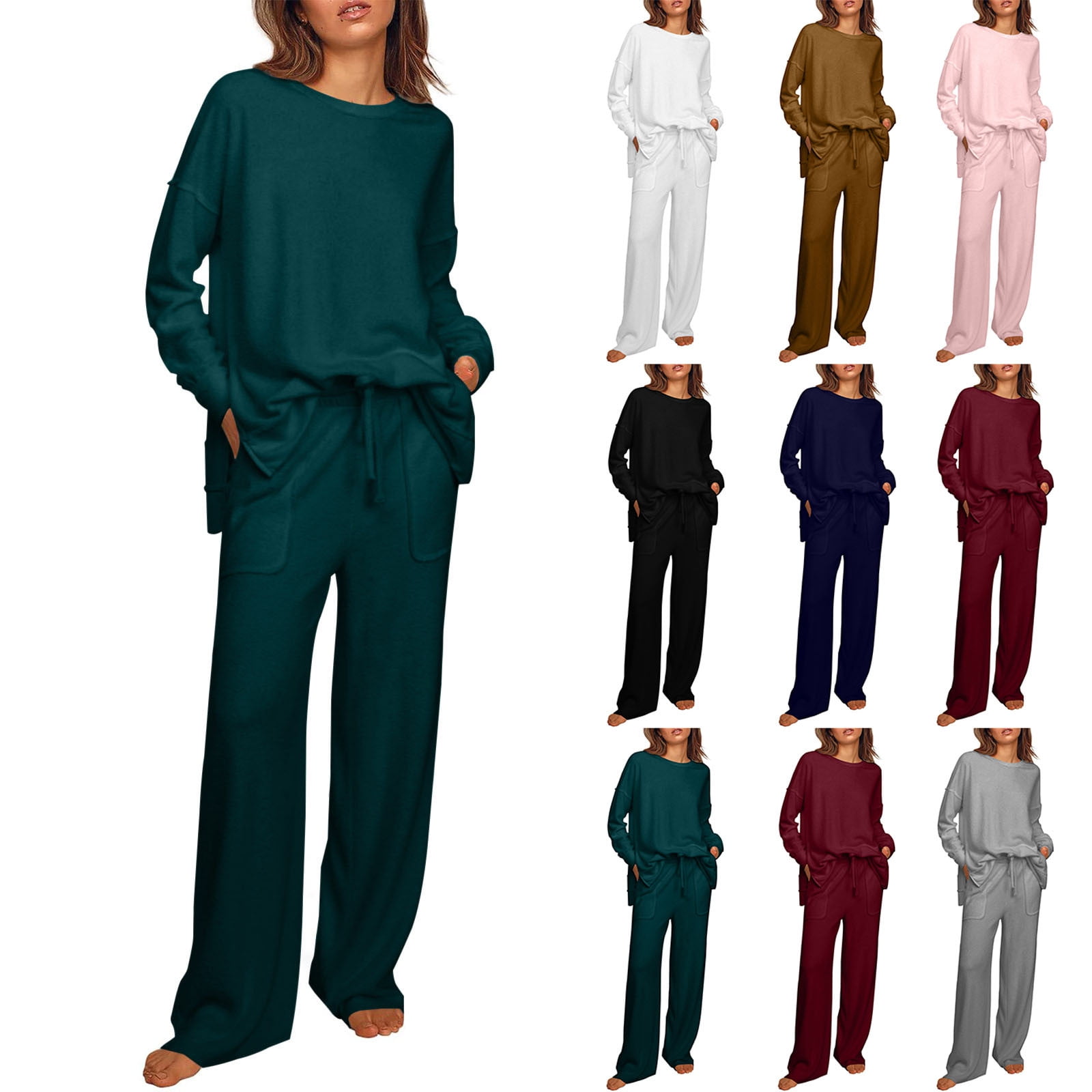 Casual Round Neck Blouse Comfortable Trousers Women's Suit