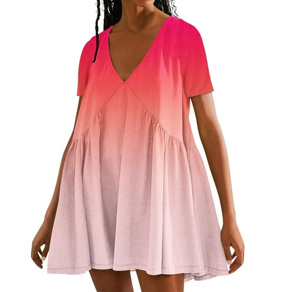 Kmdttou Womens Short Sleeve Sweater Dresses Women's Solid Color Summer Short Sleeved Dress