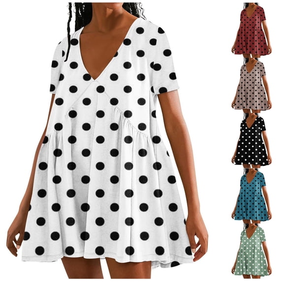 Kmdttou Womens Short Sleeve Sweater Dresses Women's Solid Color Summer Short Sleeved Dress