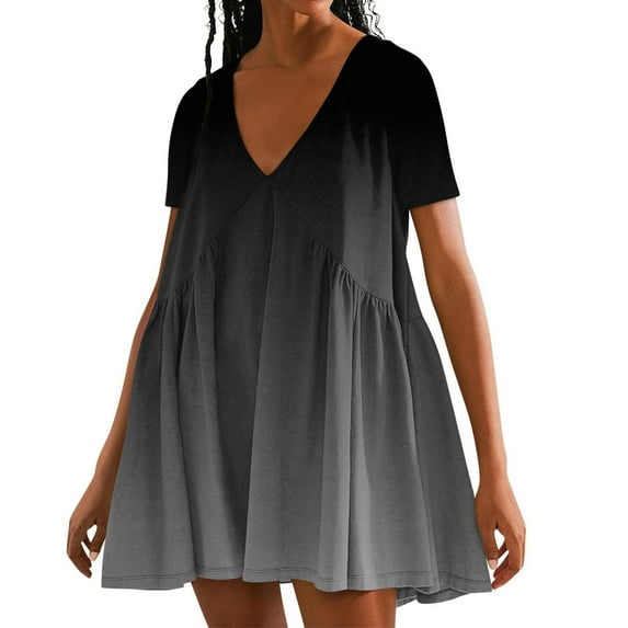 Kmdttou Womens Short Sleeve Sweater Dresses Women's Solid Color Summer Short Sleeved Dress