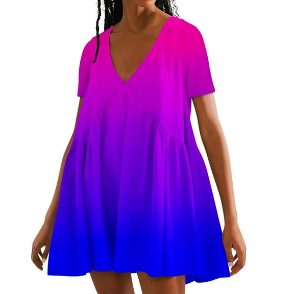 Kmdttou Womens Short Sleeve Sweater Dresses Women's Solid Color Summer Short Sleeved Dress