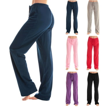 Kmdttou Womens Summer Fashion Solid Casual Elastic Waist Long Wide Leg Pants on Clearance!