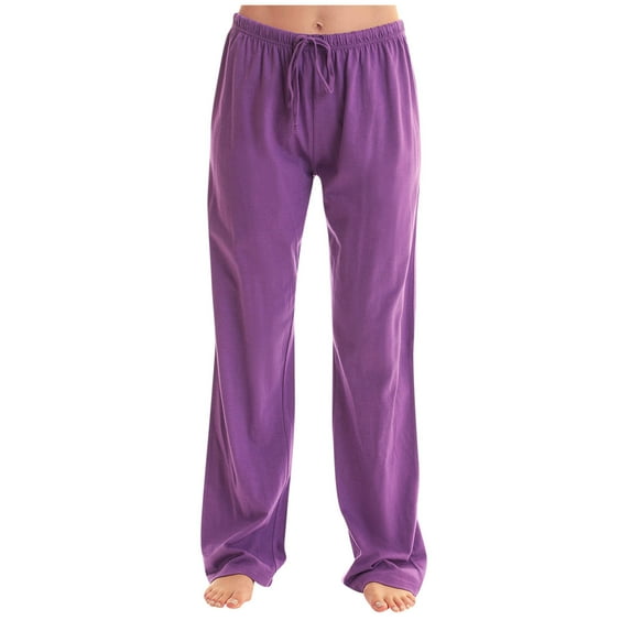 Kmdttou Womens Summer Fashion Solid Casual Elastic Waist Long Wide Leg Pants on Clearance!