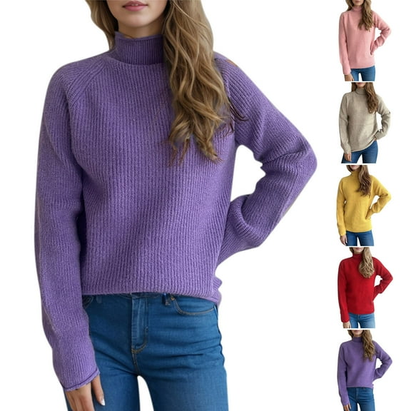 Kmdttou Womens Sweatshirt for Loose Knit Sweater Long Sleeve Top/Shirt on Clearance!