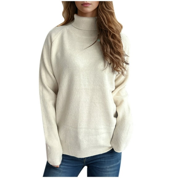 Kmdttou Womens Sweatshirt for Loose Knit Sweater Long Sleeve Top/Shirt on Clearance!